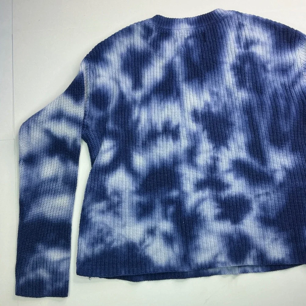 Justice Blue Tie Dye Knit Sweater Girls Size 8 Lace Up Side Detail Pullover